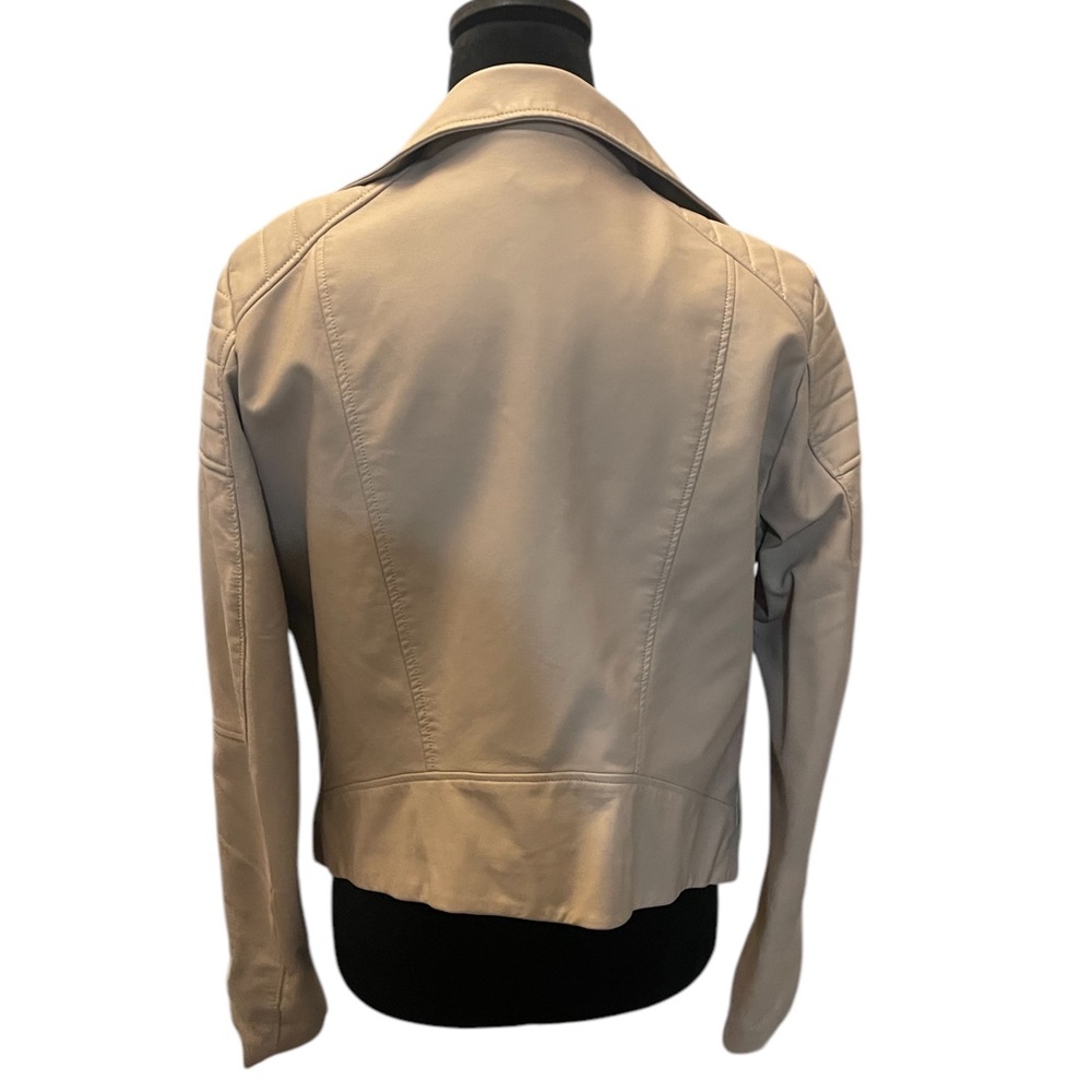 Women's Moto,Faux Leather Jacket Rose,Champagne,Beige,colored Motorcycle,Large - Picture 4 of 7